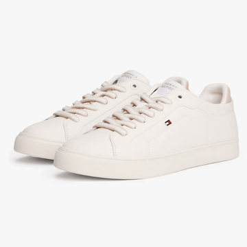 Womens Tommy Hilfiger Leather Court Trainers - Ancient White