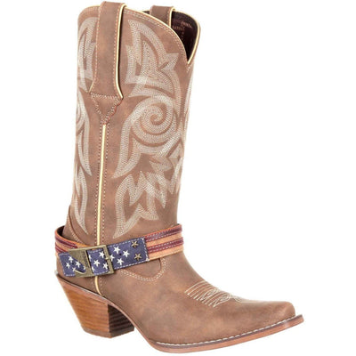 Womens Durango Crush Flag Brown and Khaki Boots - Brown and Khaki