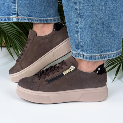 Womens Rieker M7701 Brown Suede Trainers - Brown