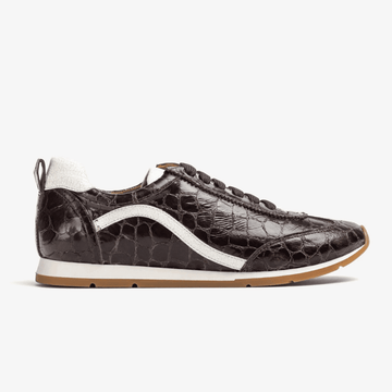 Womens Unisa Dalal Brown Croc Print Cracked Leather Trainers - Brown
