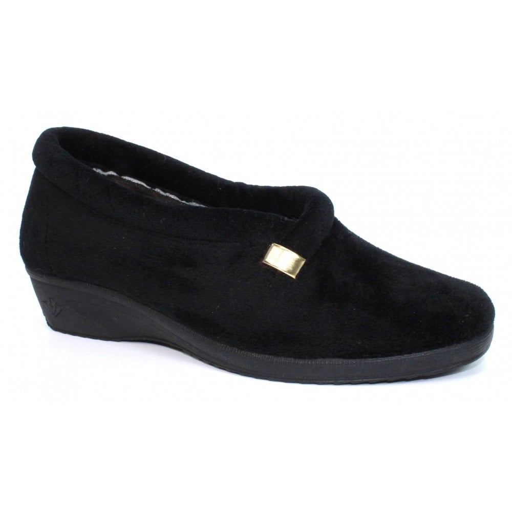 Lunar Womens Bridie Quilted Black Slippers