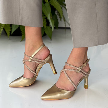 Womens Kate Appleby Hursley Criss Cross Diamante Strapped Heels - Gold