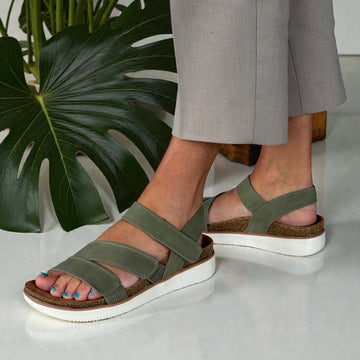 Womens Skechers 163252 Lifted Comfort Sandals - Olive
