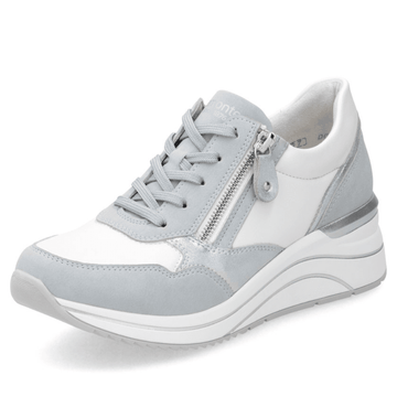 Womens Remonte D0T01 White and Blue Wedge Trainers - White