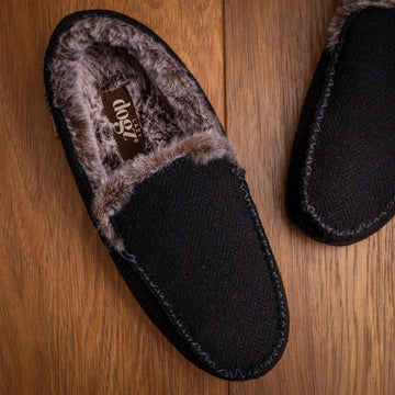 Mens Lazy Dogz Hendrix II Navy Fur Lined Slippers - Navy