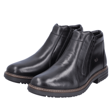 Mens Rieker 33160 Black Leather Double Zip Boots