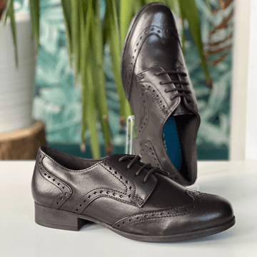 Term Meghan Brogue Girls School Shoes - Brown Leather