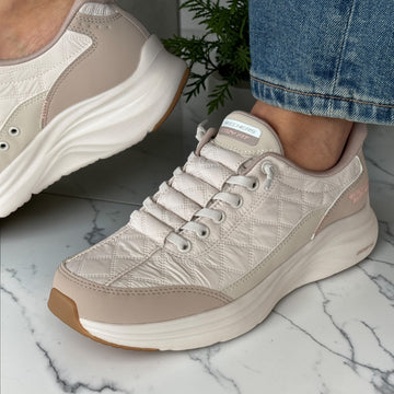 Womens Skechers 150404 Slip-In Contour Foam Trainer - Natural