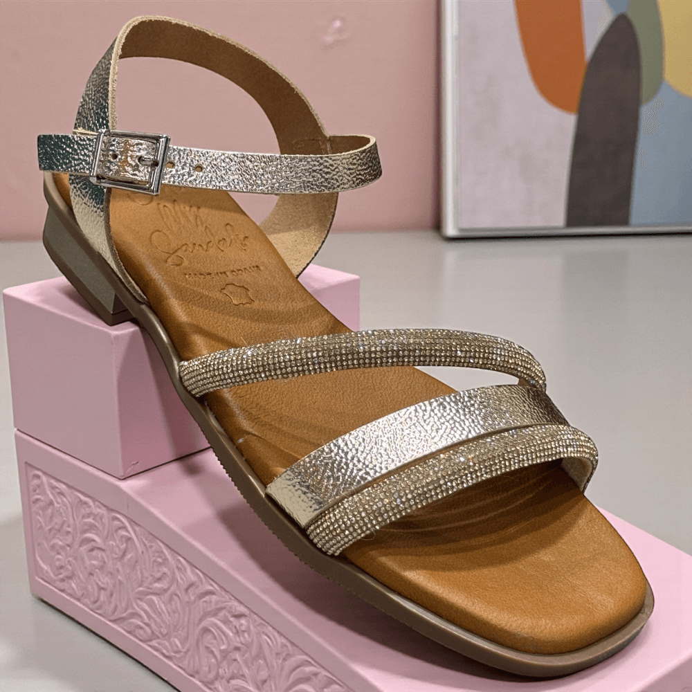Womens Oh My Sandals 5871 Diamante Strap Flat Sandals