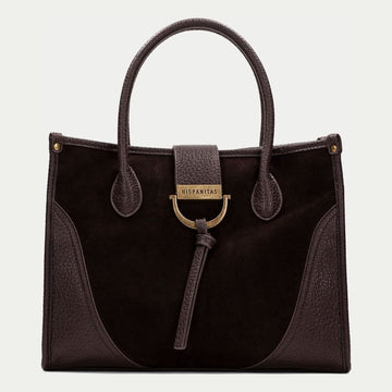 Womens Hispanitas 265022 Suede Shoulder Bag - Espresso