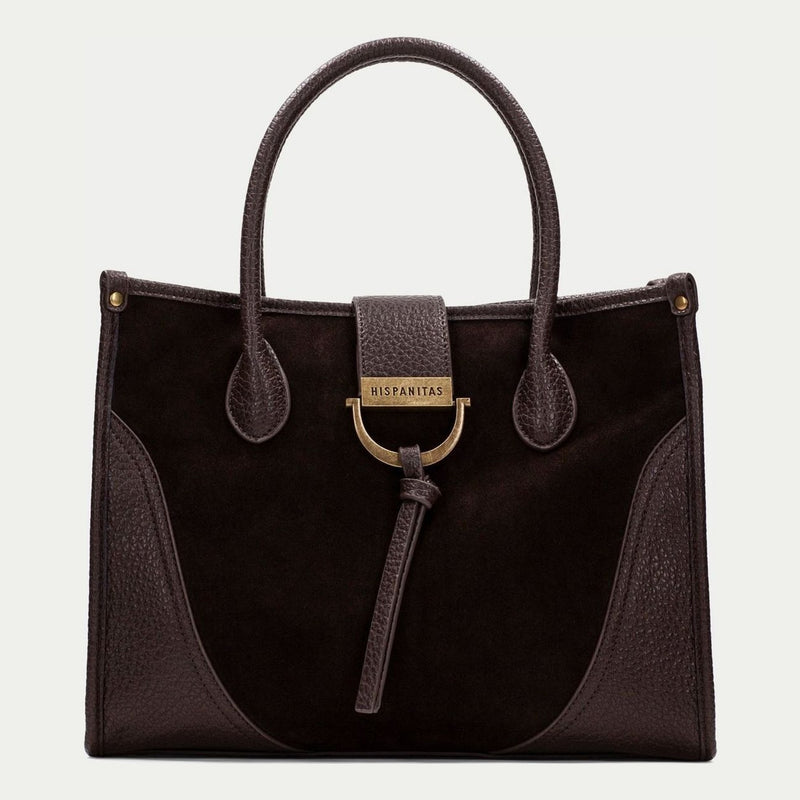 Womens Hispanitas 265022 Suede Shoulder Bag - Espresso
