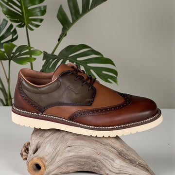 Mens Rieker 04504 Brown Combi Formal Lace-up Shoe - Brown Combi