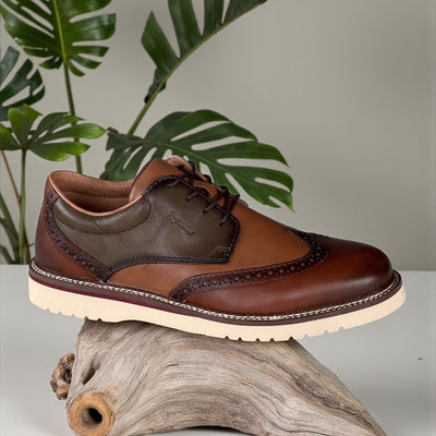Mens Rieker 04504 Brown Combi Formal Lace-up Shoe - Brown Combi