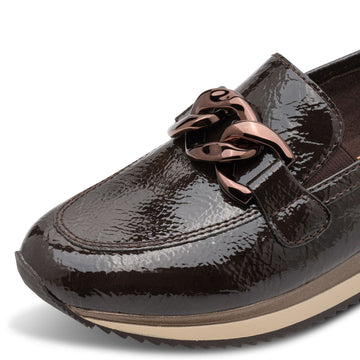 Womens Jana 24766 Mocca Patent Loafer - Mocca Patent