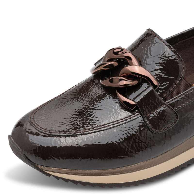 Womens Jana 24766 Mocca Patent Loafer - Mocca Patent