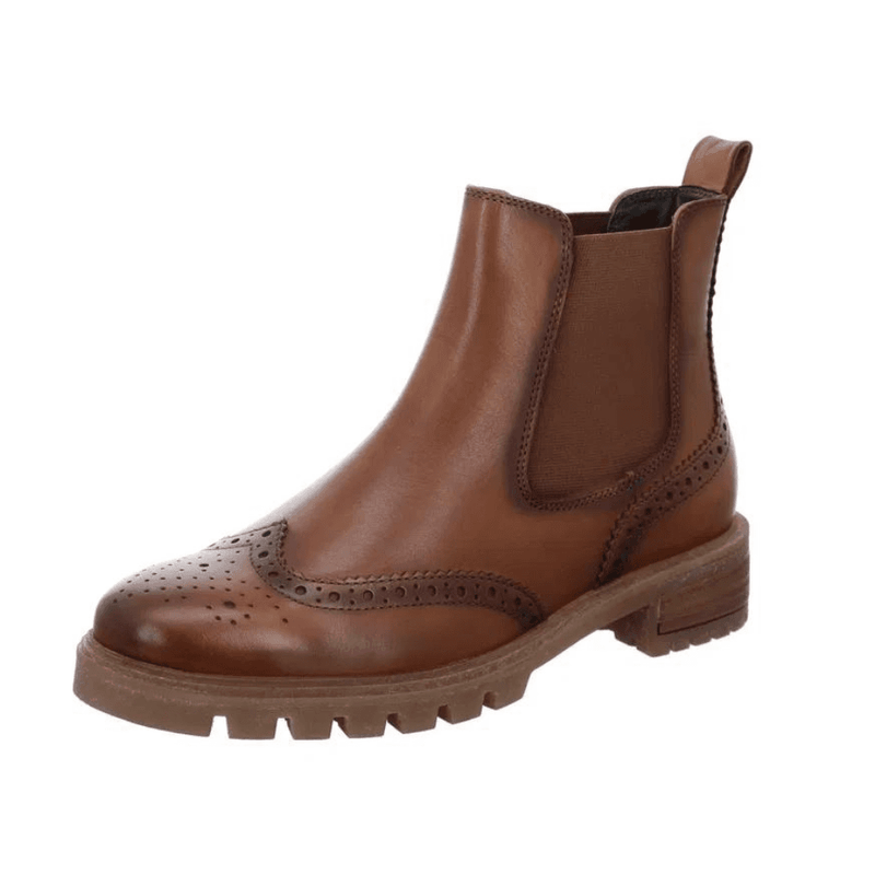 Womens Ara Tulsa Tan Brogue Pull On Chelsea Boots - Tan
