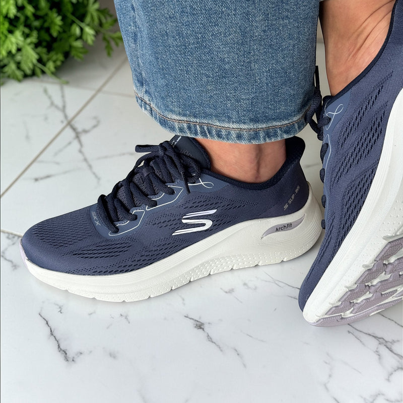 Womens Skechers 150338 Navy & White Slip-In Arch Fit 2.0 Trainer - Navy