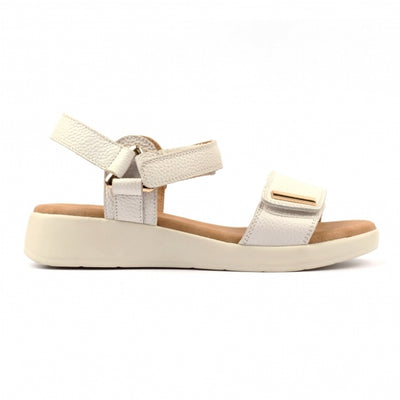 Womens Lunar JLW008 Wedge Lark Leather Sandals - White