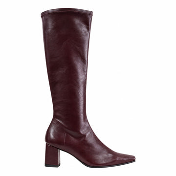 Womens Miss Elastic 75356 Chocolate Brown Stretch Knee High Sock Long Boots - Chocolate Brown