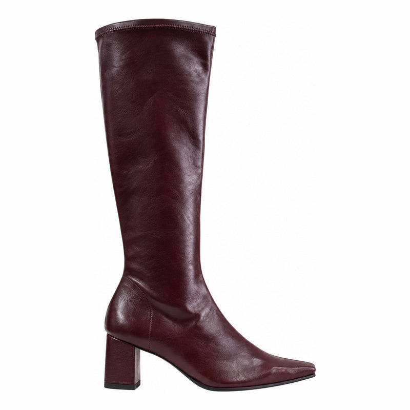 Womens Miss Elastic 75356 Chocolate Brown Stretch Knee High Sock Long Boots - Chocolate Brown