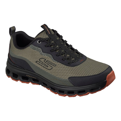 Mens Skechers Glide-Step All-Terrain: Barnard Hill Arch Fit Trainers - Olive / Black