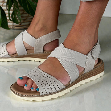 Womens Skechers 113890 Taupe Arch Fit Oasis Sandals - Taupe