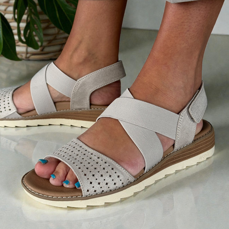 Womens Skechers 113890 Taupe Arch Fit Oasis Sandals - Taupe