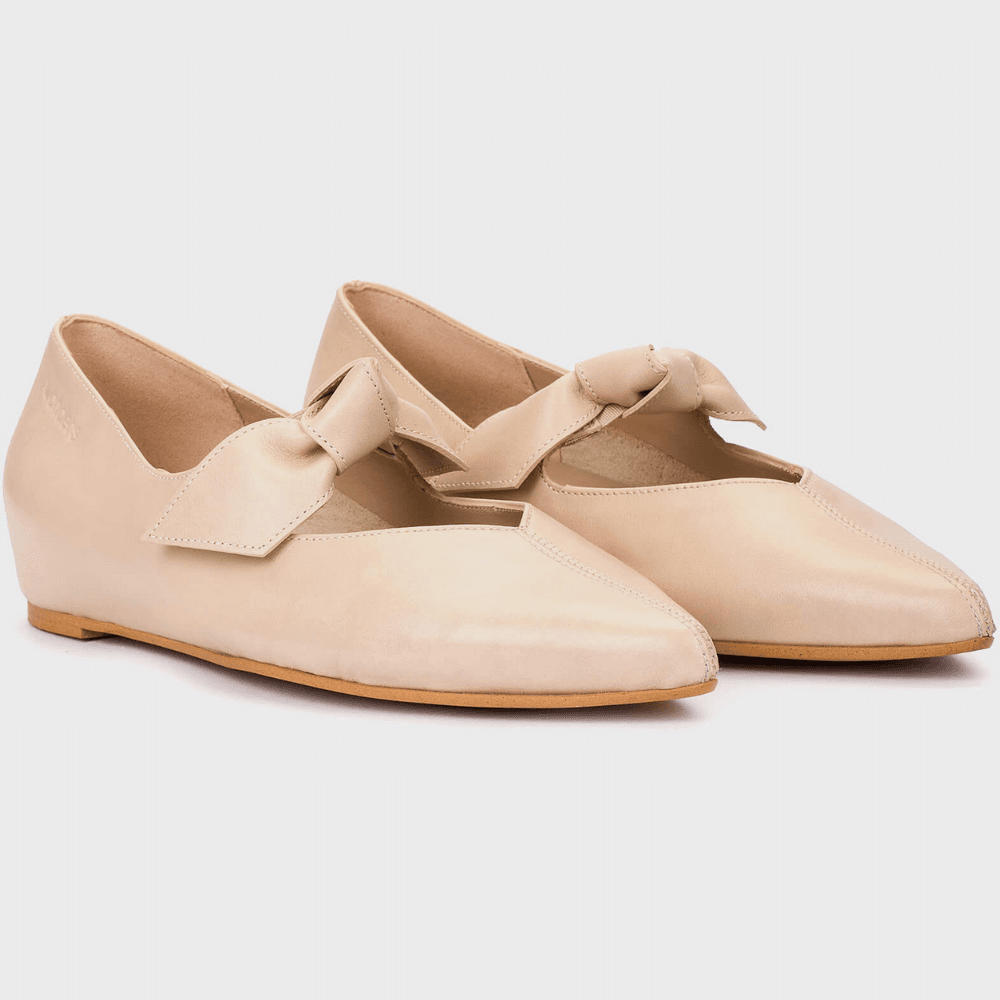 Wonders A-3840 Leather Hidden Wedge Ballerina Pumps