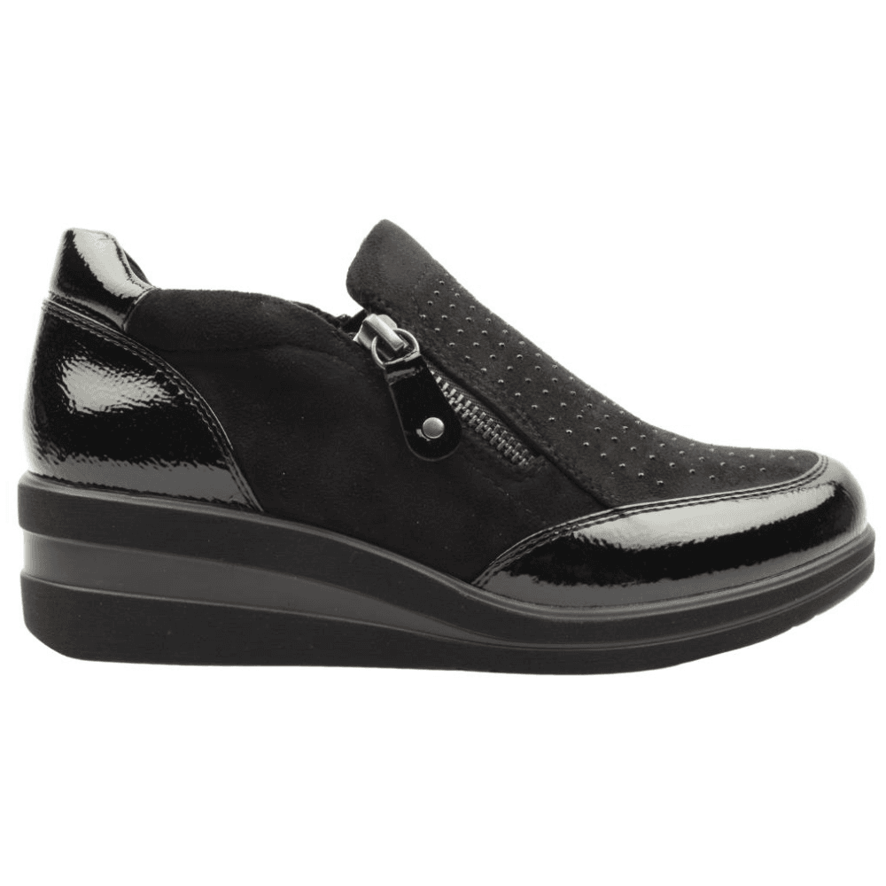 Womens Redz 6G242 Diamante Double Zip Wedge Shoes