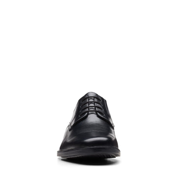 Boys Clarks Howard Walk Black School Shoes - Black