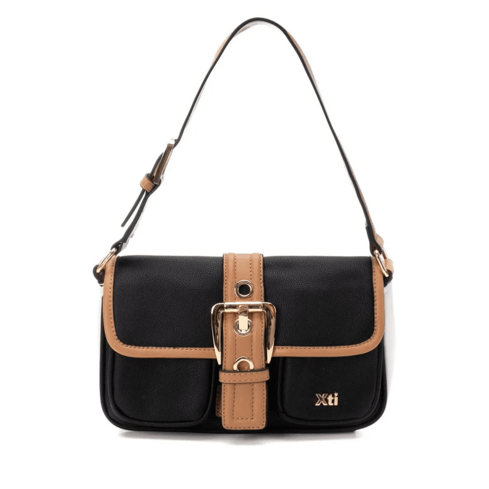 Womens Xti 184431 Black and Tan Small Shoulder Bag