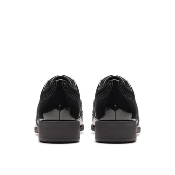 Girls Clarks Havisham Oak School Shoes - Black Patent