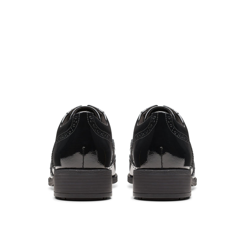 Girls Clarks Havisham Oak School Shoes - Black Patent