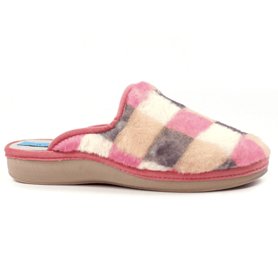 Womens Lunar Yasmina Check Mule Slippers - Pink