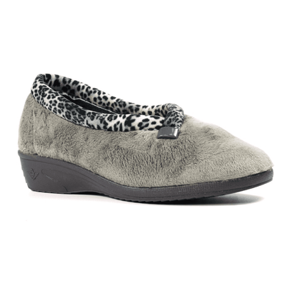 Womens Lunar Paloma Trim Slippers - Machine Washable - Grey
