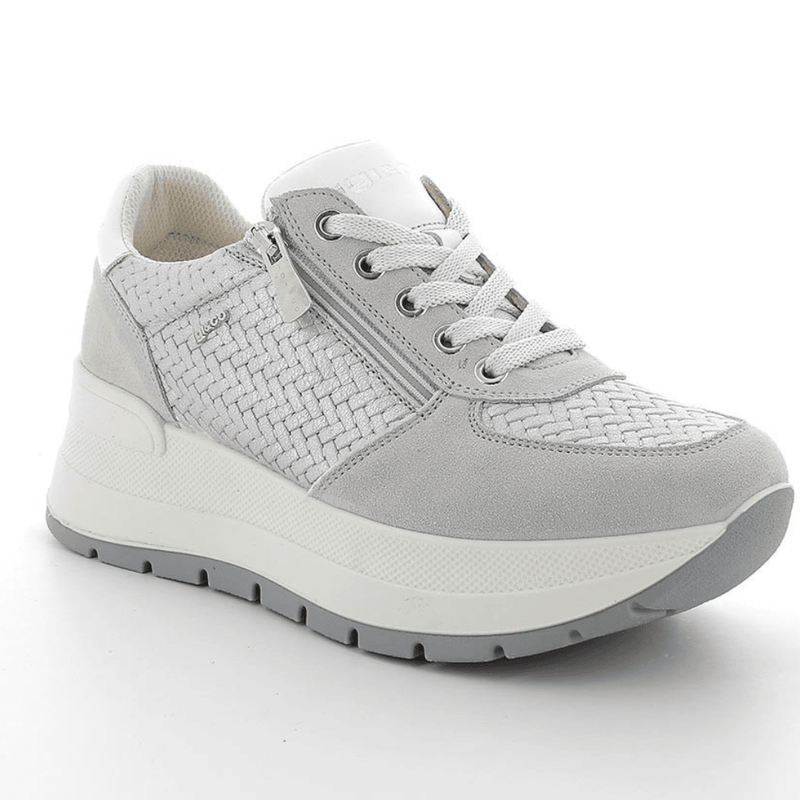 Womens Igi & Co 7661700 Woven Side Zip Wedge Trainers - Silver