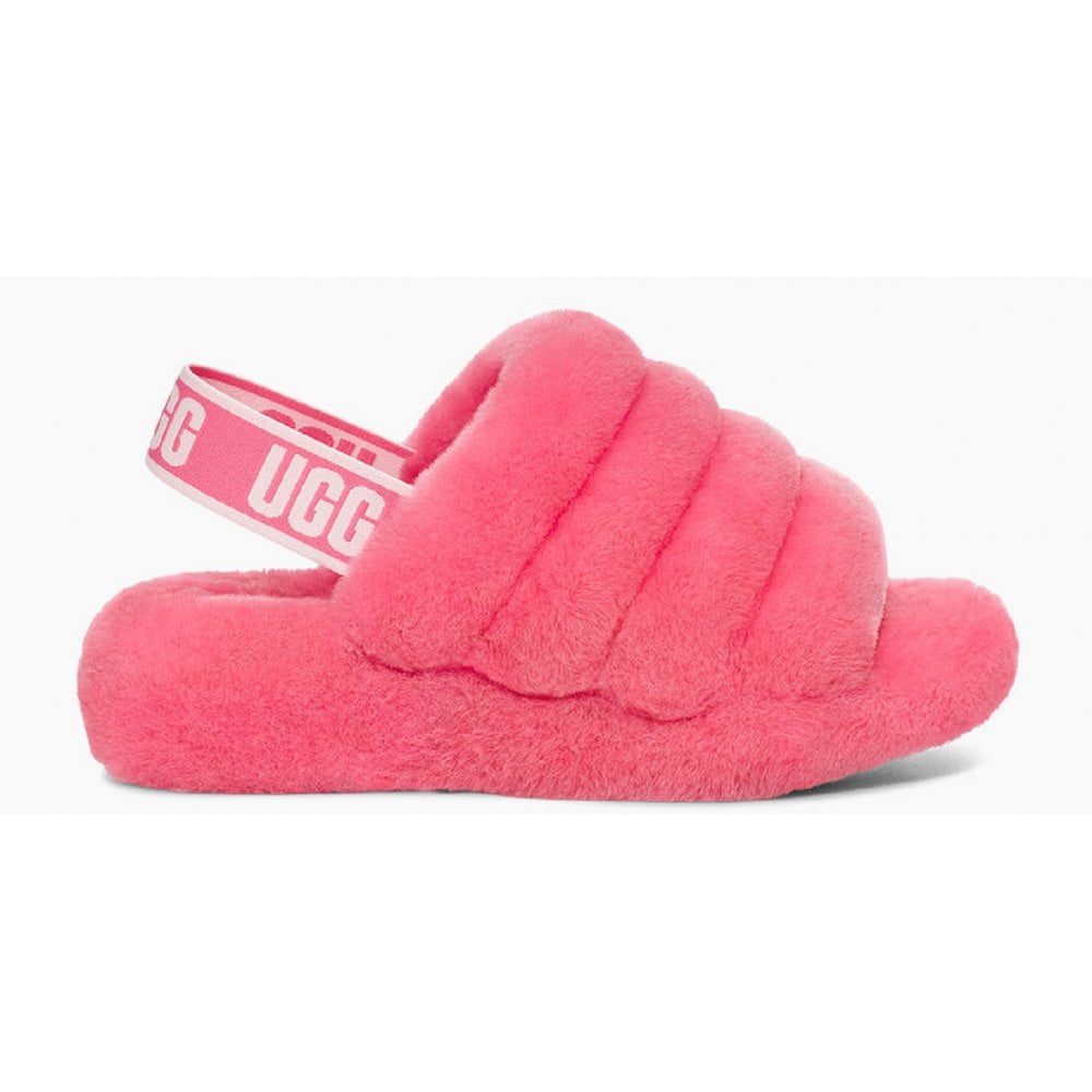 Womens Ugg Ladies Fluff Yeah Pink Logo Slide Sippers