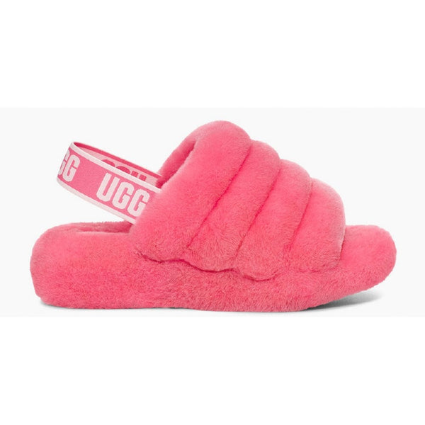 Womens Ugg Ladies Fluff Yeah Pink Logo Slide Sippers - Pink
