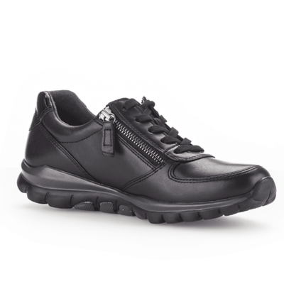 Womens Gabor Rolling Soft 76.968 Walking Trainers - Black Leather