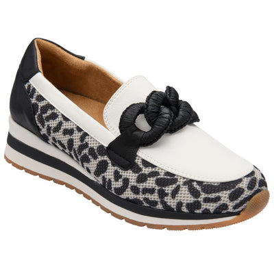 Womens Lotus ULS648 Lorrain Sporty Loafers - Black Leopard