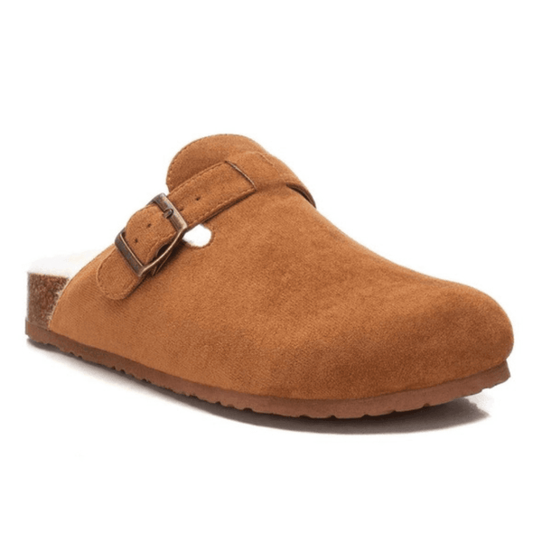 Womens Xti 143240 Camel Suede Faux Fur Lined Mules - Camel