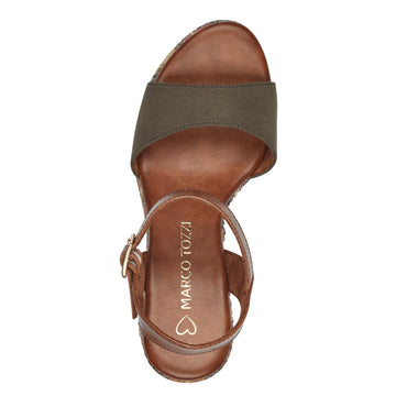 Womens Marco Tozzi 28008 Heeled Sandals - Khaki Combination