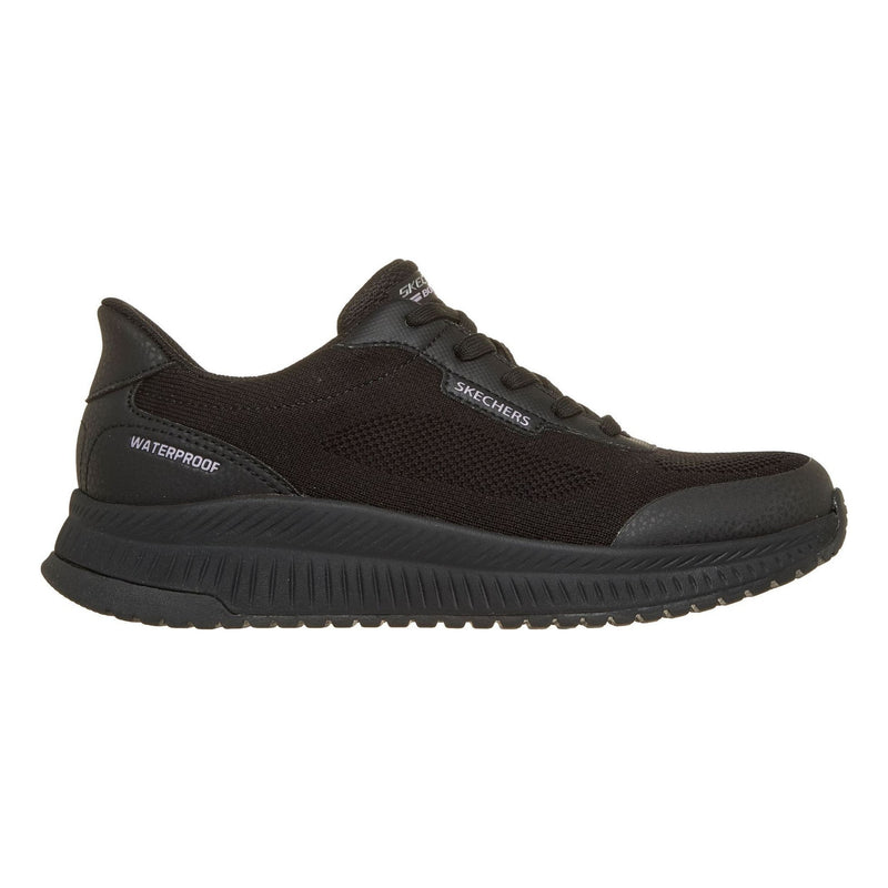 Womens Skechers 117744 Bobs Sport Squad 4 - Essential Look Waterproof Slip-Ins Trainers - Black