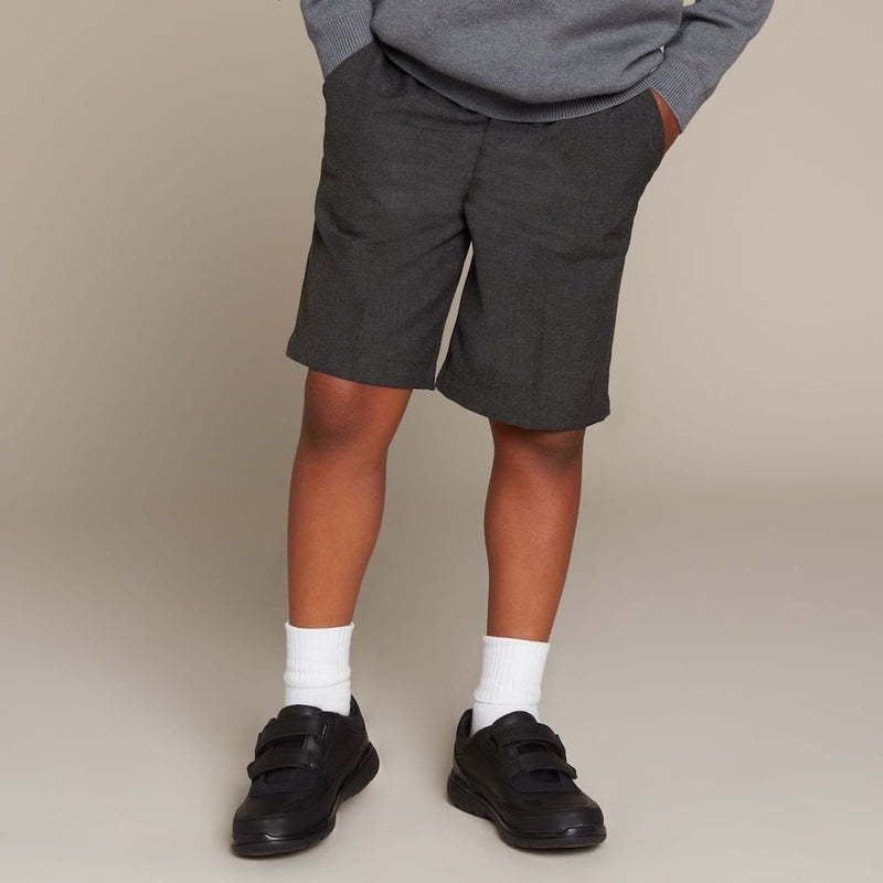 Junior Clarks Venture Walk Boys Velcro School Shoe - Black Leather - Black