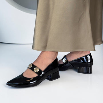Womens Emis 7963 Mary Jane Court Shoes - Black Patent