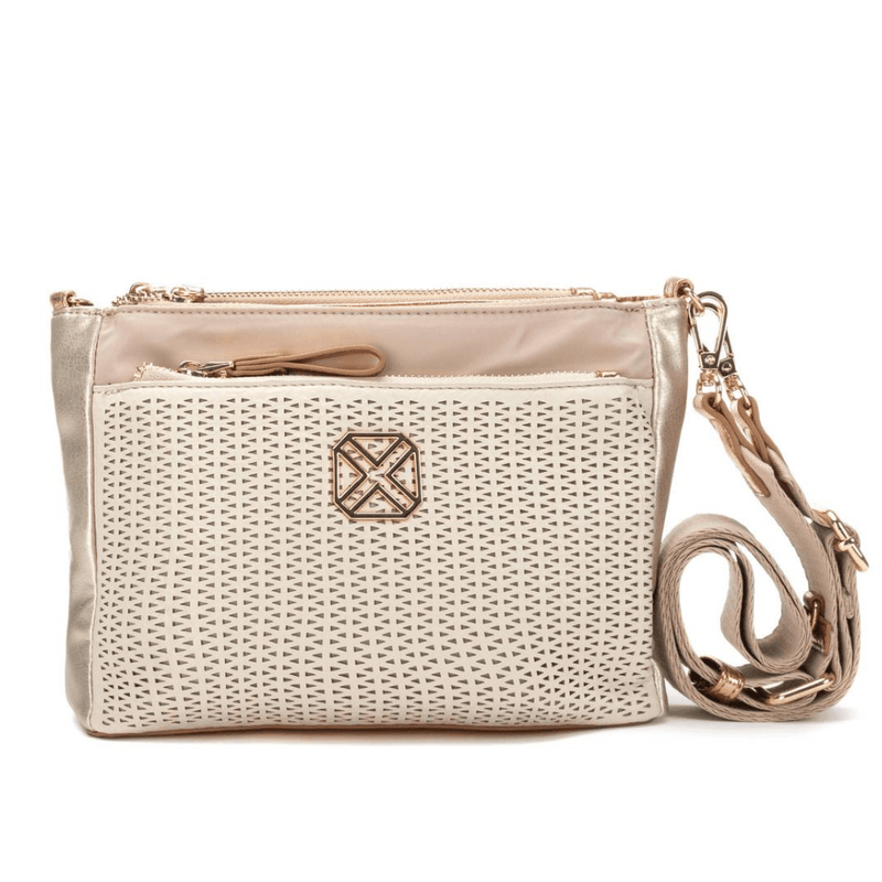 Womens Xti 184550 Lazered Shoulder Bag - Beige Gold