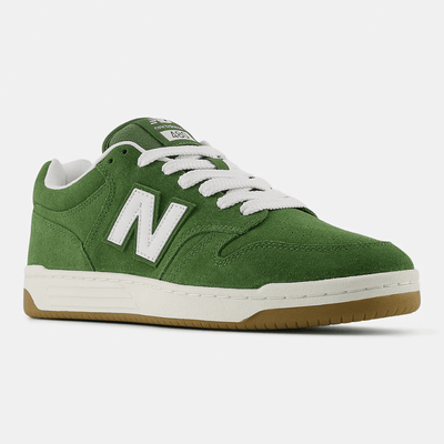 Mens New Balance 480 Trainers - Dark Olive with White