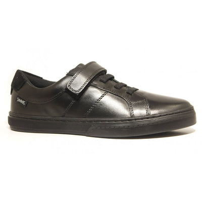 Junior Pod Krew Black Velcro Boys School Shoes - Black