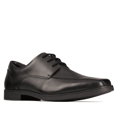 Clarks Boys Scala Step Leather Laced School Shoe - Black Leather