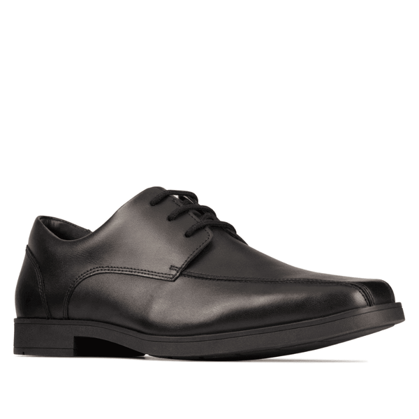 Clarks Boys Scala Step Leather Laced School Shoe - Black Leather